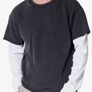 MNML Men's NWOT/NWT French Terry layered black white Long Sleeve thermal t-shirt